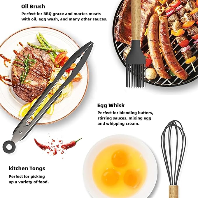 12 Pcs Silicone Cooking Utensils Set for Kitchen - Non Stick 🥄