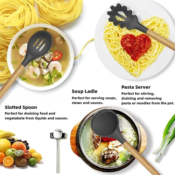 12 Pcs Silicone Cooking Utensils Set for Kitchen - Non Stick 🥄