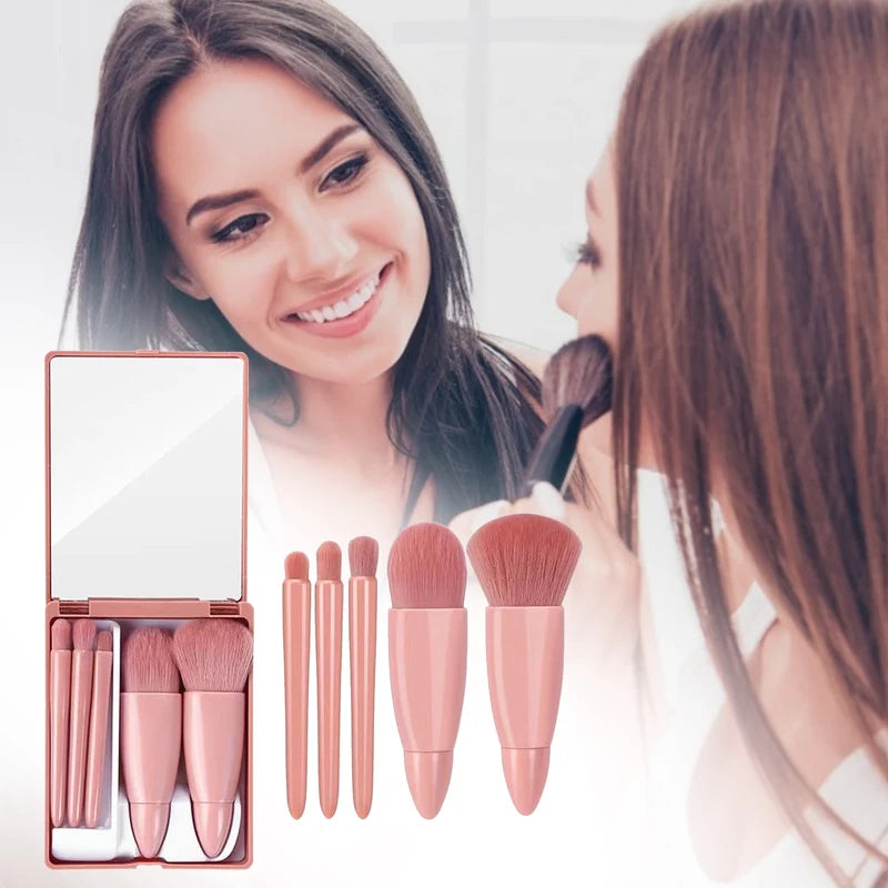 5Pcs Makeup Brush Set – Foundation, Blush, Eyeshadow & Powder Blending Brushes