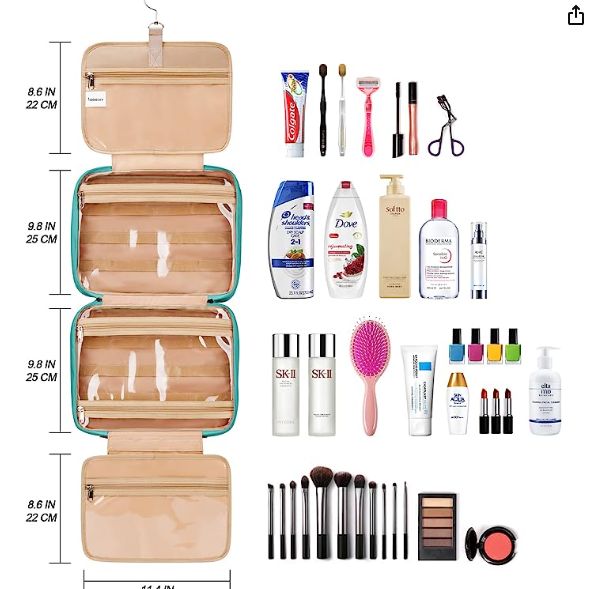 ✈️ Large Waterproof Travel Cosmetic Bag – Hanging Hook & Smart Makeup Organizer